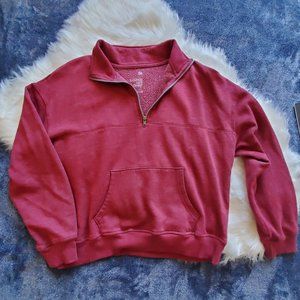 Burgundy Quarter Zip Mock Neck Sweatshirt